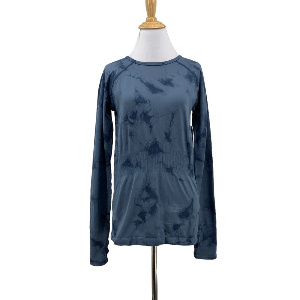 Zella Top Womens M Navy Eclipse Tie Dye Compression Seamless Wick It Long Sleeve